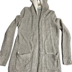 Maurices Heathered Gray/Tan Hooded Cardigan